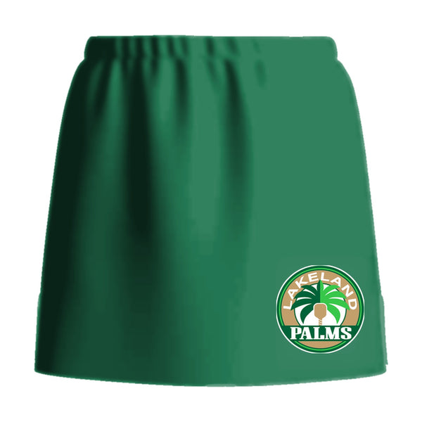 Lakeland Palms pickleball skirt, front view, team logo at the front hem