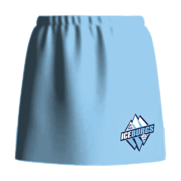St. Pete IceBurgs pickleball skirt, front view, team logo at the front hem