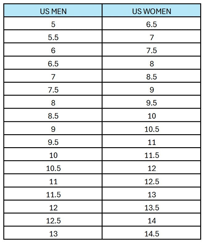 image: skechers pickleball shoe size chart