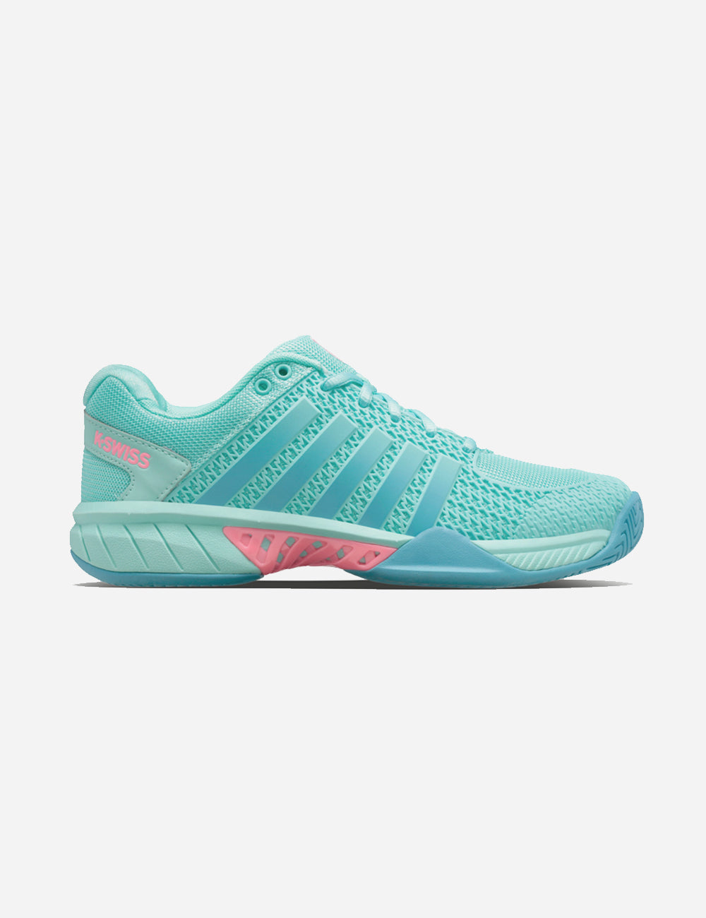 KSWISS Express Light Womens Pickleball Shoes - Teal / Pink - side view
