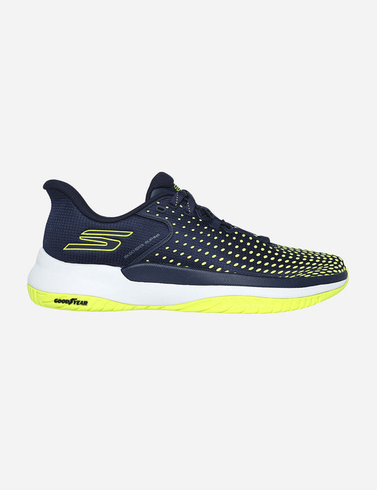 Image of Skechers Viper Court Elite - Mens Pickleball Shoes (Navy/Yellow) | Pickleball Superstore
