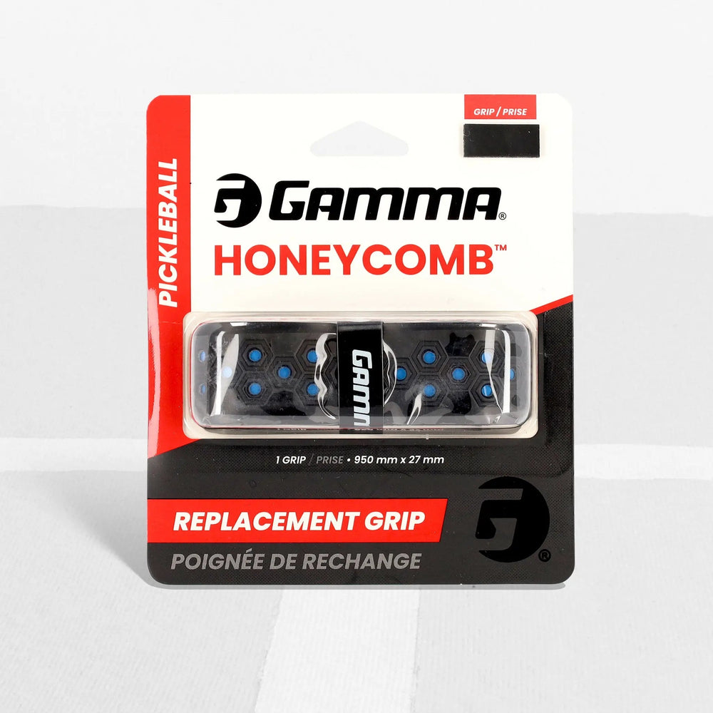GAMMA Honeycomb Replacement Pickleball Grip in Black with Blue