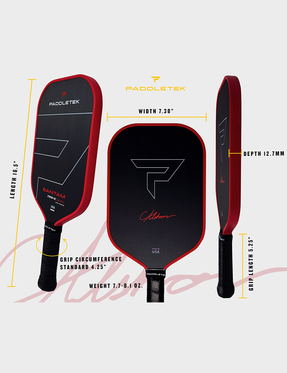 Paddletek Bantam TKO-C 12.7 Pickleball Paddle - Specs