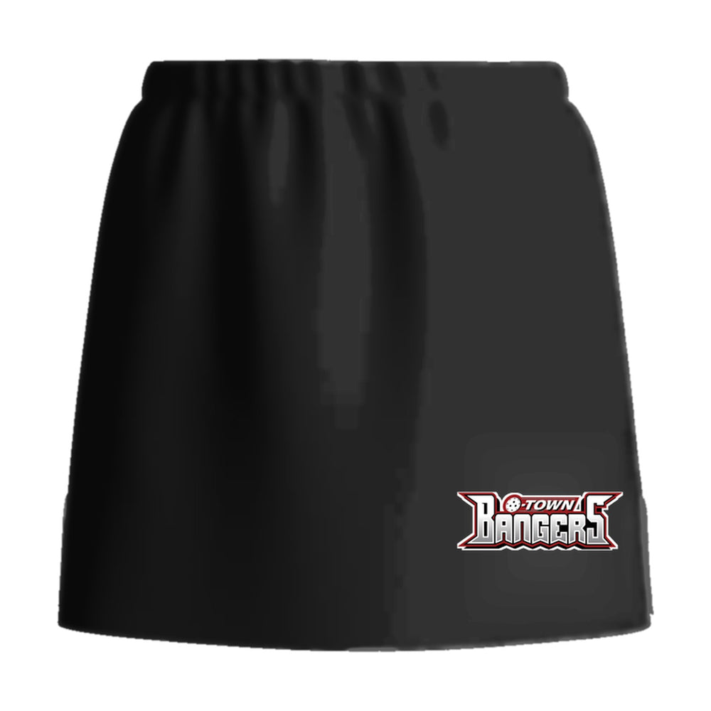 O-Town Bangers pickleball skirt, front view, team logo at the front hem