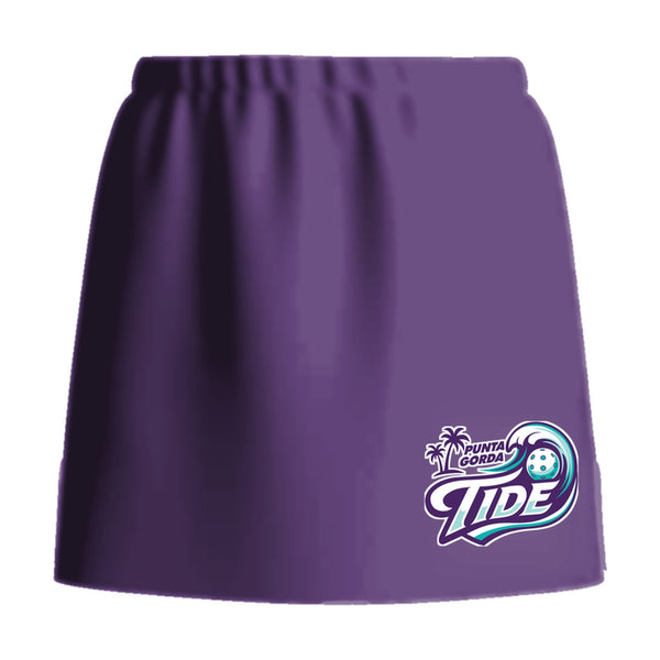 Punta Gorda Tide pickleball skirt, front view, team logo at the front hem