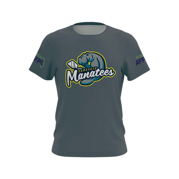 Sarasota Manatees AFPL team fan shirt, front view