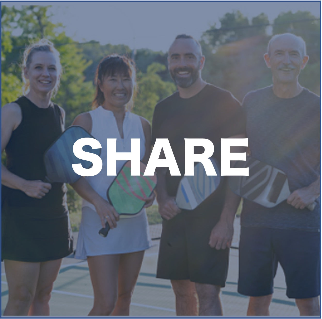 Graphic of pickleball affiliate program reading "Share". | Household Staffing